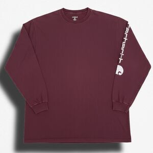 Carhartt XL Tall Long Sleeve Graphic Tee - Burgundy Maroon - Distressed